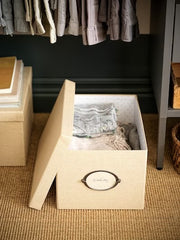 IKEA KVARNVIK Storage box with lid, beige | IKEA Paper & media boxes | IKEA Storage boxes & baskets | IKEA Small storage & organisers | Eachdaykart - EachDayKart