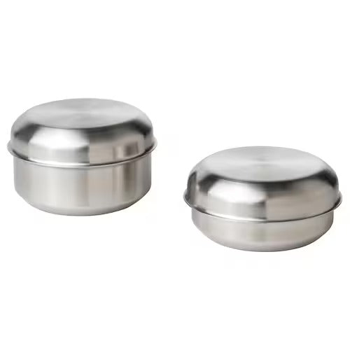IKEA LATTUGGAD Snack container, set of 2, stainless steel | Food containers | Storage & organisation | Eachdaykart - EachDayKart