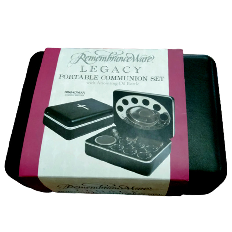 B&H Publishing Group Communion-Remembrance Ware-Legacy Portable-Black w/Anointing Oil Bottle (6 Cups) - EachDayKart