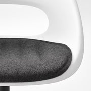 IKEA LOBERGET / MALSKAR Swivel chair + pad, white black/dark grey | IKEA Desk chairs for home | IKEA Desk chairs | Eachdaykart - EachDayKart