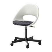 IKEA LOBERGET / MALSKAR Swivel chair + pad, white black/dark grey | IKEA Desk chairs for home | IKEA Desk chairs | Eachdaykart - EachDayKart