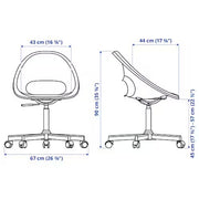 IKEA LOBERGET / MALSKAR Swivel chair + pad, white black/dark grey | IKEA Desk chairs for home | IKEA Desk chairs | Eachdaykart - EachDayKart