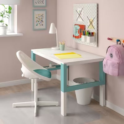 IKEA LOBERGET / SIBBEN Children’s desk chair with pad, white/turquoise | IKEA Small chairs | IKEA Children's chairs | Eachdaykart