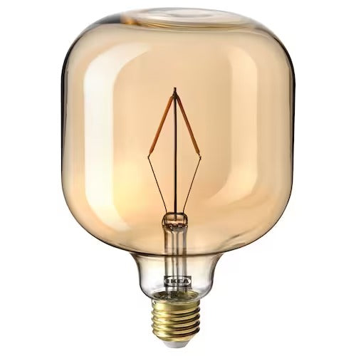 IKEA LUNNOM LED bulb E27 lumen, tube-shaped brown clear glass IKE — EachDayKart.in