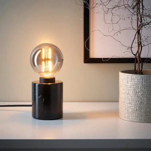 MARIKEA KFROST / MOLNART Table lamp with light bulb, marble black/grey clear glass | IKEA Table Lamps