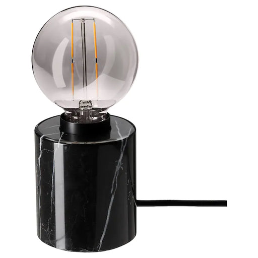 MARIKEA KFROST / MOLNART Table lamp with light bulb, marble black/grey clear glass | IKEA Table Lamps