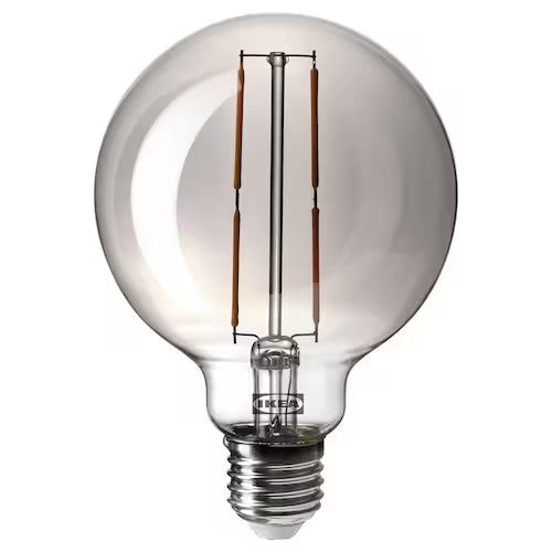 IKEA MOLNART LED bulb E27 120 lumen, globe grey clear glass, 95 mm (4 ") | IKEA LED bulbs | Eachdaykart - EachDayKart