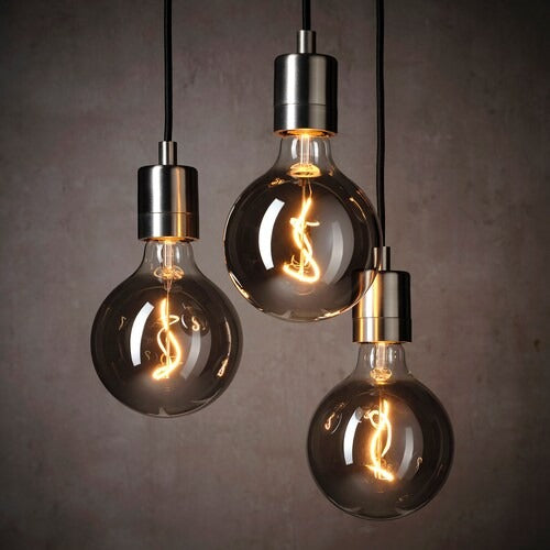 IKEA MOLNART LED bulb E27 140 lumen, globe grey clear glass, 125 mm (5 ") | IKEA LED bulbs | Eachdaykart