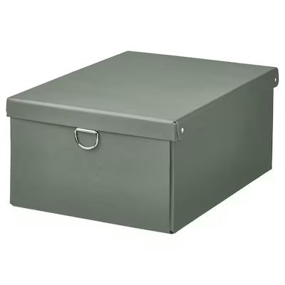 IKEA NIMM Storage box with lid, grey-green | IKEA Paper & media boxes | IKEA Storage boxes & baskets | IKEA Small storage & organisers | Eachdaykart