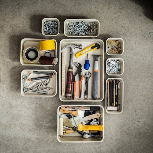 IKEA NOJIG Organiser, plastic/beige | IKEA Paper & media boxes | IKEA Storage boxes & baskets | IKEA Small storage & organisers | Eachdaykart - EachDayKart