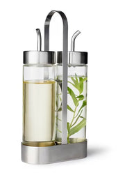 IKEA ORTFYLLD 3-piece oil/vinegar set, glass/stainless steel | Spice & condiment stands | Storage & organisation | Eachdaykart - EachDayKart