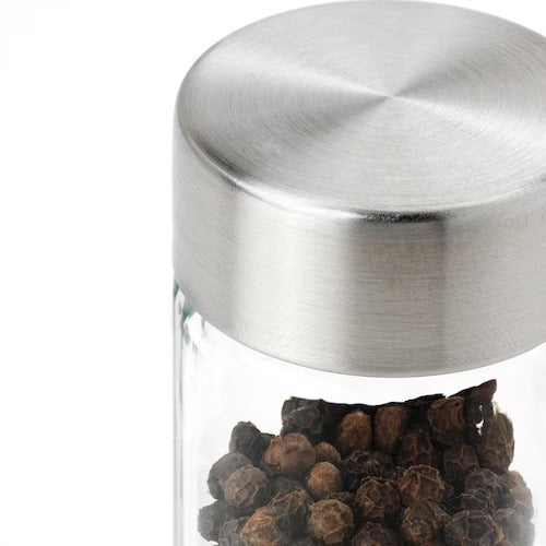 IKEA ORTFYLLD Spice jar, glass/stainless steel | Spice & condiment stands | Storage & organisation | Eachdaykart - EachDayKart