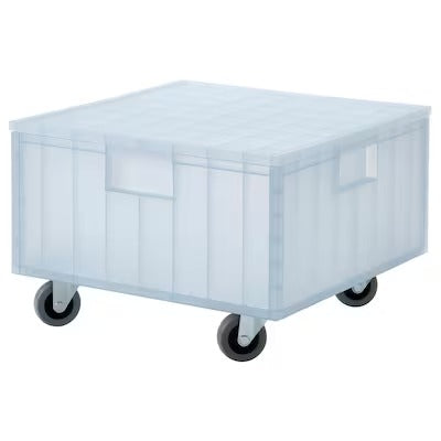 IKEA PANSARTAX Box with castors and lid, transparent grey-blue | IKEA Secondary storage boxes | IKEA Storage boxes & baskets | IKEA Small storage & organisers | Eachdaykart