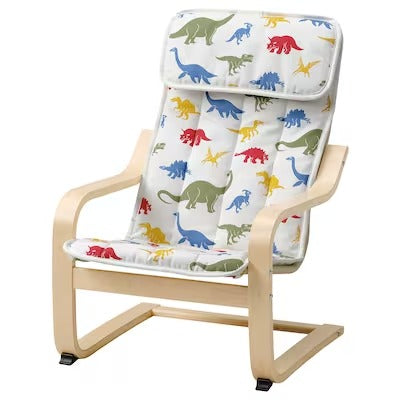 IKEA POANG Children's armchair, birch veneer/Medskog dinosaur pattern | IKEA Small chairs | IKEA Children's chairs | Eachdaykart