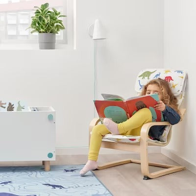 IKEA POANG Children's armchair, birch veneer/Medskog dinosaur pattern | IKEA Small chairs | IKEA Children's chairs | Eachdaykart