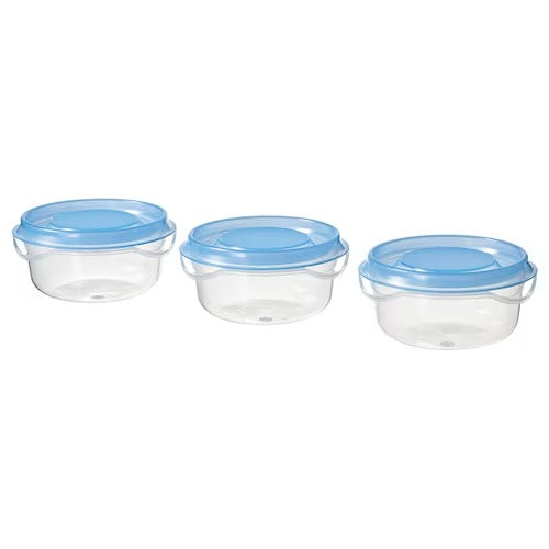 IKEA PRUTA Food container, transparent/blue PACK OF 3 | Food containers | Storage & organisation | Eachdaykart - EachDayKart