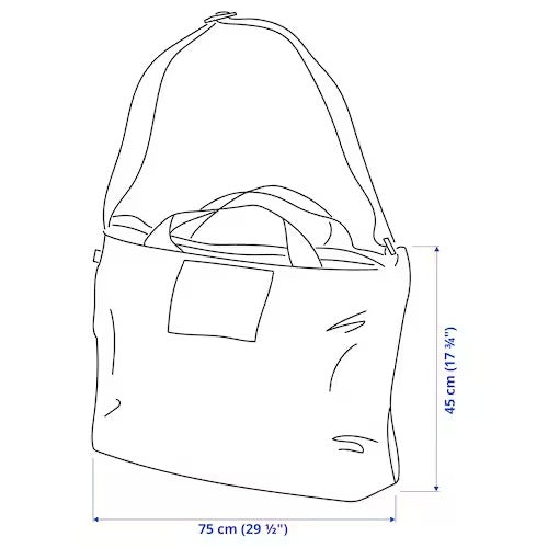 RÄCKLA bag, foldable, black, 75x45 cm/55 l (29 ½x17 ¾/1860 oz