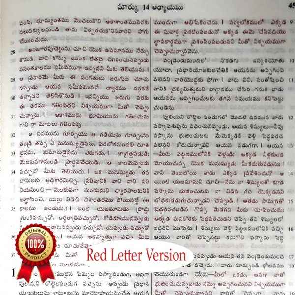 Telugu Bible (O.V) (AMITY) Classic Plus, large print and Red letter Edition with Zip By BSI - Telugu Bibles - EachDayKart