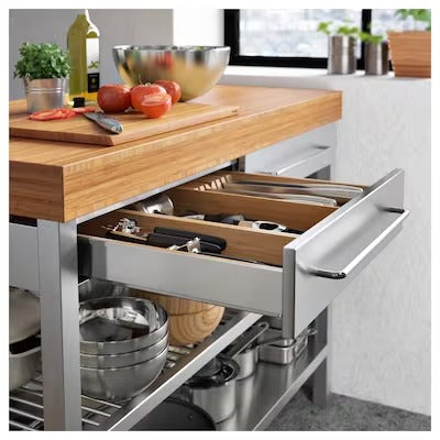 IKEA RIMFORSA Work bench, stainless steel/bamboo | IKEA Kitchen islands & trolleys | IKEA Trolleys | Eachdaykart - EachDayKart