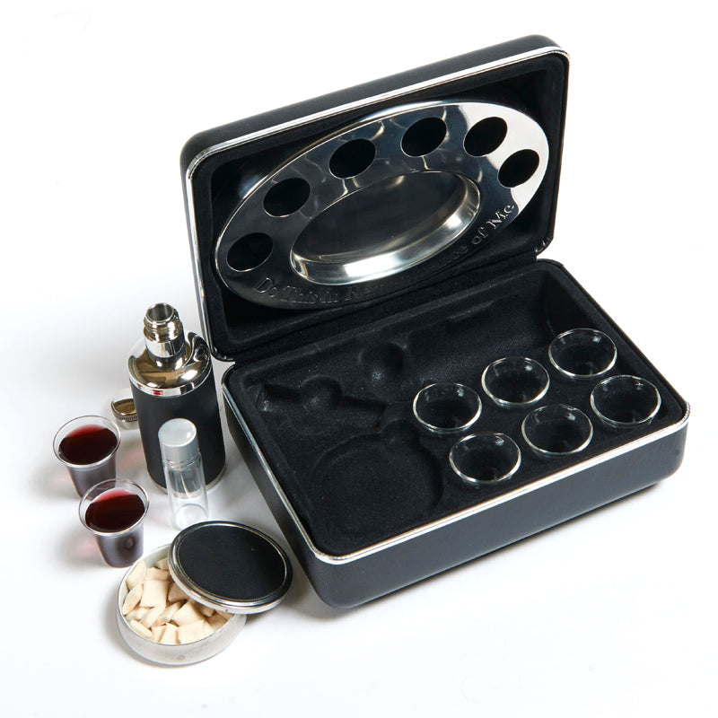 B&H Publishing Group Communion-Remembrance Ware-Legacy Portable-Black w/Anointing Oil Bottle (6 Cups) - EachDayKart