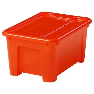 IKEA SAMLA Box with lid, orange | IKEA Secondary storage boxes | IKEA Storage boxes & baskets | IKEA Small storage & organisers | Eachdaykart - EachDayKart