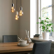 IKEA SKAFTET / MOLNART Pendant lamp with light bulb, nickel-plated grey clear glass, 95 mm (4 ") | IKEA ceiling lights | Eachdaykart - EachDayKart