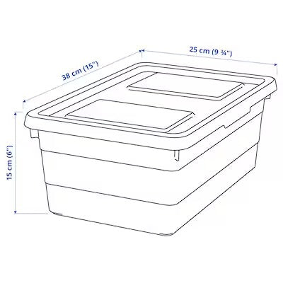 IKEA SOCKERBIT Storage box with lid, grey-green | IKEA Paper & media boxes | IKEA Storage boxes & baskets | IKEA Small storage & organisers | Eachdaykart