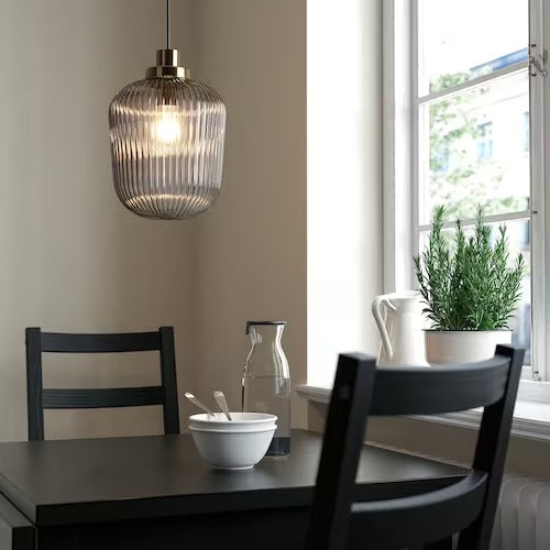 IKEA SOLKLINT Pendant lamp, brass/grey clear glass, 22 cm (9 ") | IKEA ceiling lights | Eachdaykart