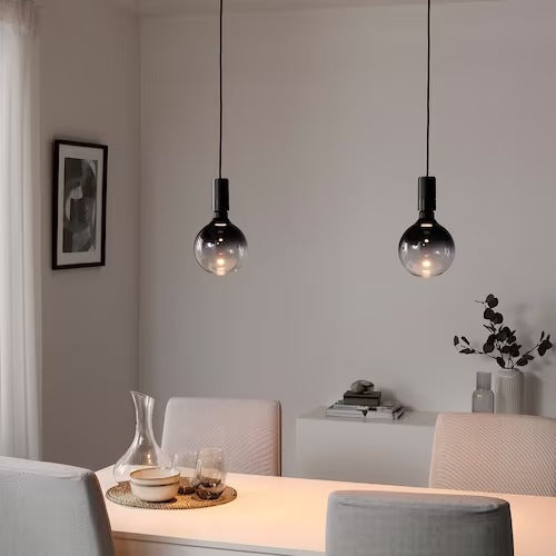 IKEA SUNNEBY / MOLNART Pendant lamp with light bulb, black/black clear glass | IKEA ceiling lights | Eachdaykart - EachDayKart