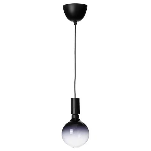 IKEA SUNNEBY / MOLNART Pendant lamp with light bulb, black/black clear glass | IKEA ceiling lights | Eachdaykart - EachDayKart