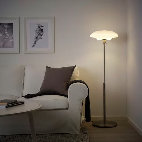 IKEA TALLBYN Floor lamp, nickel-plated/opal white glass | IKEA Floor Lamps | Eachdaykart