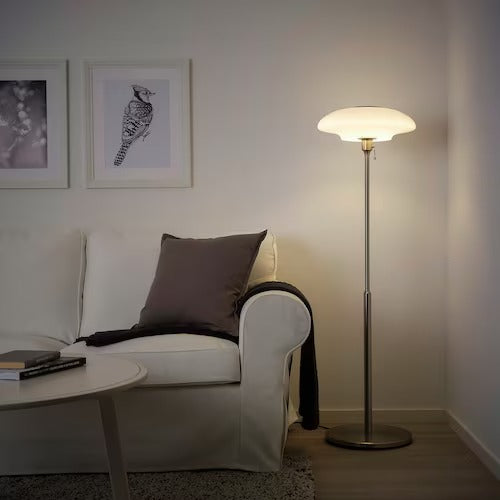IKEA TALLBYN Floor lamp, nickel-plated/opal white glass | IKEA Floor Lamps | Eachdaykart - EachDayKart