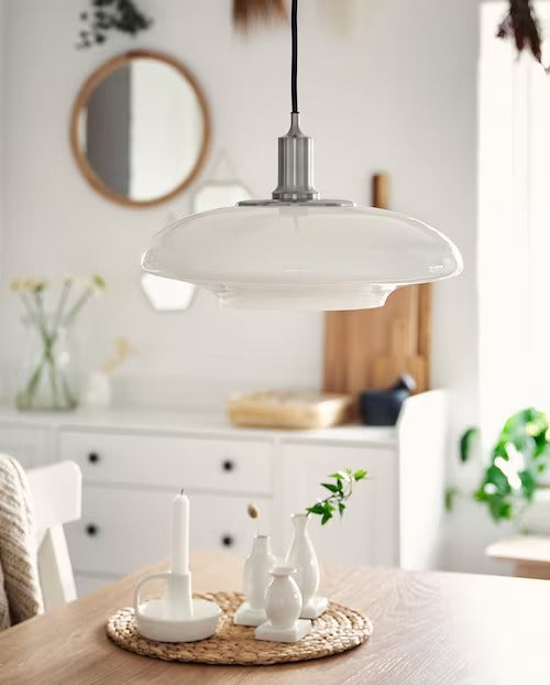 IKEA TALLBYN Pendant lamp, nickel-plated/opal white glass, | IKEA ceiling lights | Eachdaykart - EachDayKart