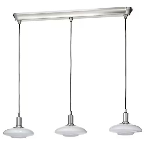 IKEA TALLBYN Pendant lamp with 3 lamps, nickel-plated/opal white glass, 89 cm (35 ") | IKEA ceiling lights | Eachdaykart