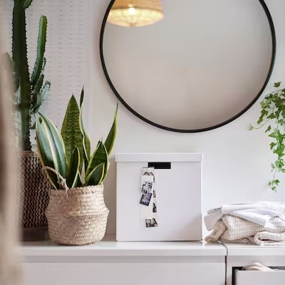 IKEA TJENA Storage box with lid, white | IKEA Paper & media boxes | IKEA Storage boxes & baskets | IKEA Small storage & organisers | Eachdaykart - EachDayKart