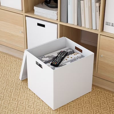 IKEA TJENA Storage box with lid, white | IKEA Paper & media boxes | IKEA Storage boxes & baskets | IKEA Small storage & organisers | Eachdaykart - EachDayKart