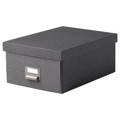 IKEA TJOG Storage box with lid, dark grey | IKEA Paper & media boxes | IKEA Storage boxes & baskets | IKEA Small storage & organisers | Eachdaykart - EachDayKart
