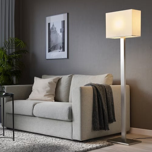 IKEA TOMELILLA Floor lamp, nickel-plated/white, 150 cm (59 ") | IKEA Floor Lamps | Eachdaykart - EachDayKart