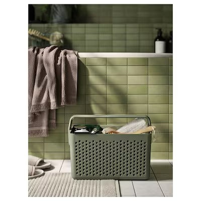 IKEA UPPRAMEN Storage basket, grey-green | IKEA Bathroom boxes & baskets | IKEA Storage boxes & baskets | IKEA Small storage & organisers | Eachdaykart - EachDayKart