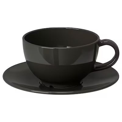 IKEA VARDAGEN Teacup with saucer, dark grey | IKEA Mugs & cups | IKEA Coffee & tea | Eachdaykart