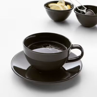 IKEA VARDAGEN Teacup with saucer, dark grey | IKEA Mugs & cups | IKEA Coffee & tea | Eachdaykart