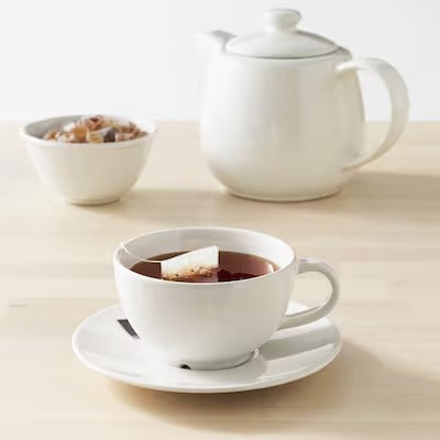 IKEA VARDAGEN Teacup with saucer, off-white | IKEA Mugs & cups | IKEA Coffee & tea | Eachdaykart