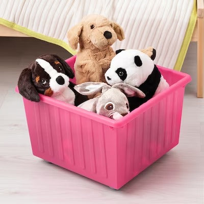 IKEA VESSLA Storage crate with castors, light pink | IKEA Children's boxes & baskets | IKEA Storage boxes & baskets | IKEA Small storage & organisers | Eachdaykart