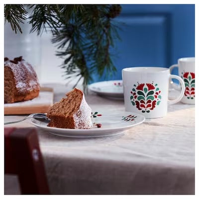 IKEA VINTERFINT Mug, floral pattern white/red | IKEA Mugs & cups | IKEA Coffee & tea | Eachdaykart